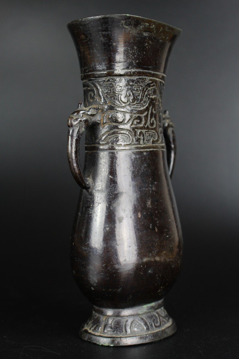 Chinese Archaistic Bronze Hu Vase Ming Dynasty (1368-1644) Archaic Bronze Antique-photo-3