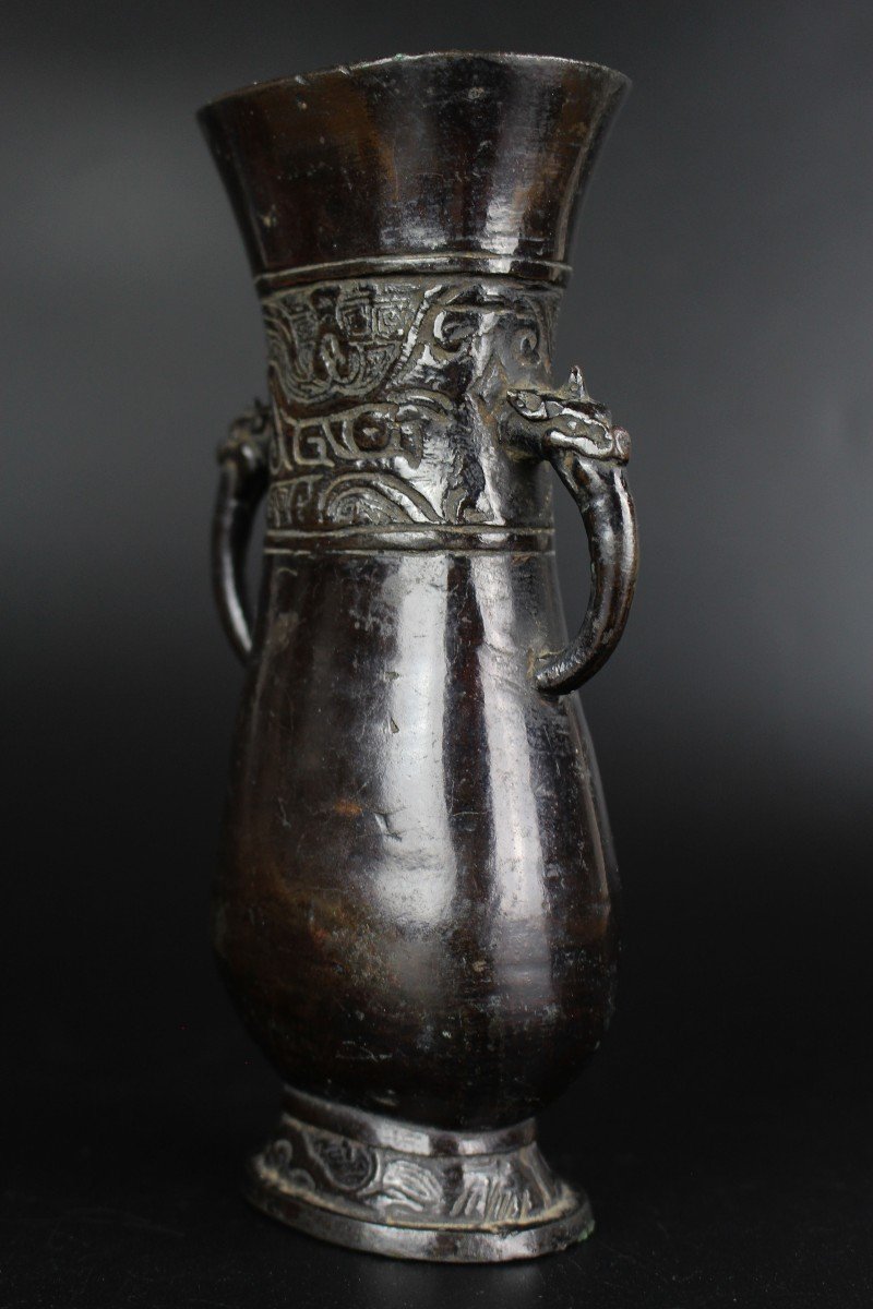 Chinese Archaistic Bronze Hu Vase Ming Dynasty (1368-1644) Archaic Bronze Antique-photo-5