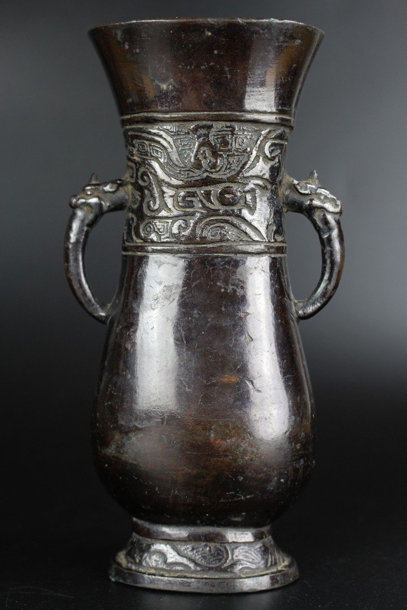 Chinese Archaistic Bronze Hu Vase Ming Dynasty (1368-1644) Archaic Bronze Antique-photo-6