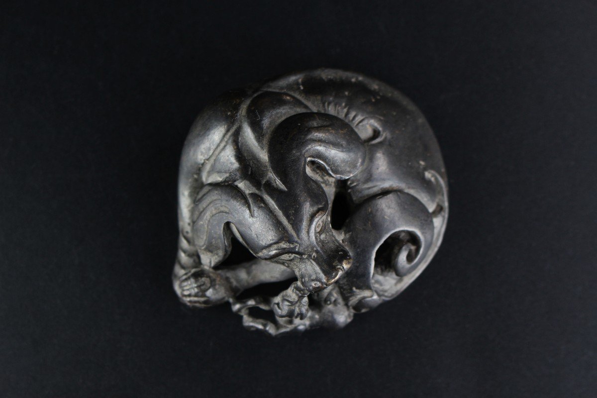 Chinese Bronze Paperweight Ming Dynasty 17th Century Scroll Weight Scholar's Object Sculpture-photo-1