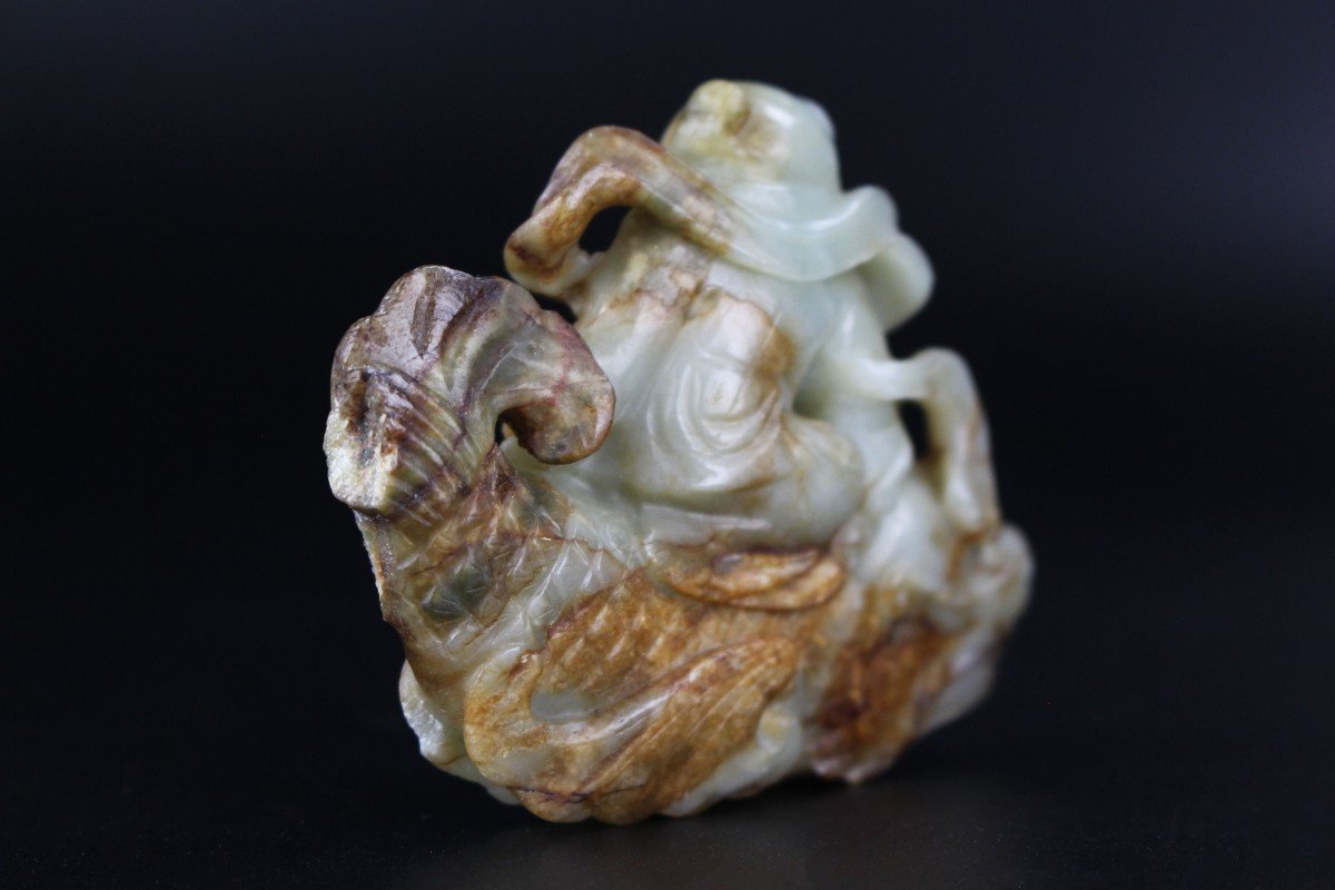 Figure De Jade Chinois 17e Siècle / 18e Siècle Dynastie Ming / Dynastie Qing Céladon Sculpture-photo-5