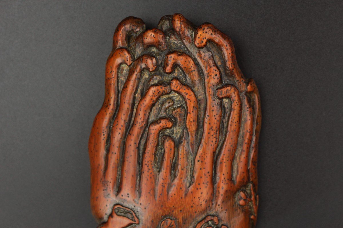 Chinese Bamboo Carving Qing Dynasty 18th Century Buddha's Hand Finger Citron Scholar's Object-photo-4