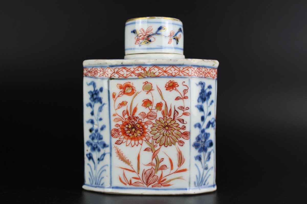 Chinese Porcelain Kangxi Imari Tea Caddy Qing Dynasty Antique 18th Century Export Ceramics