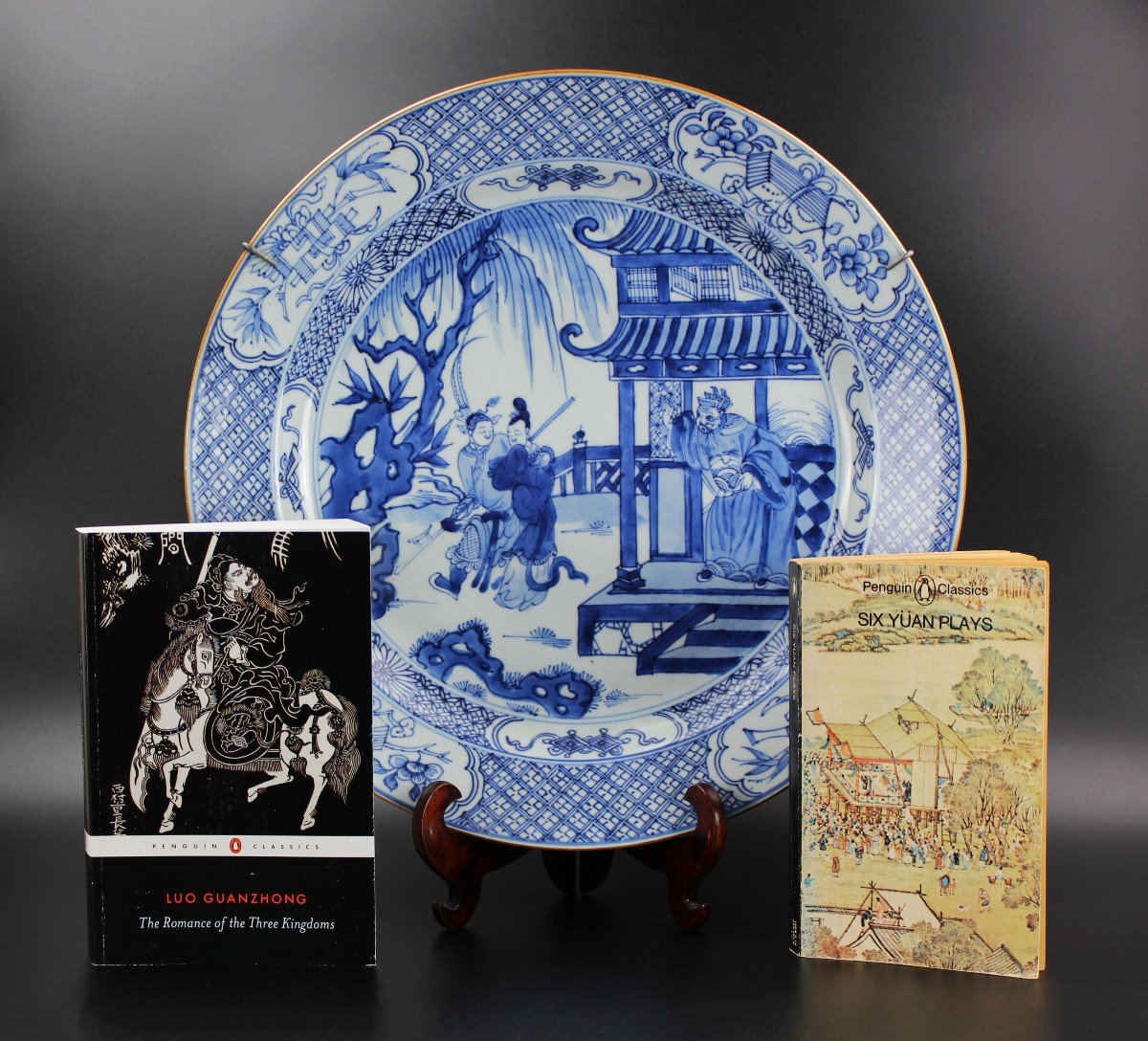 Chinese Porcelain Kangxi Yongzheng Large Plate 37 Cm Blue And White Qing Dynasty Antique 18th C-photo-2