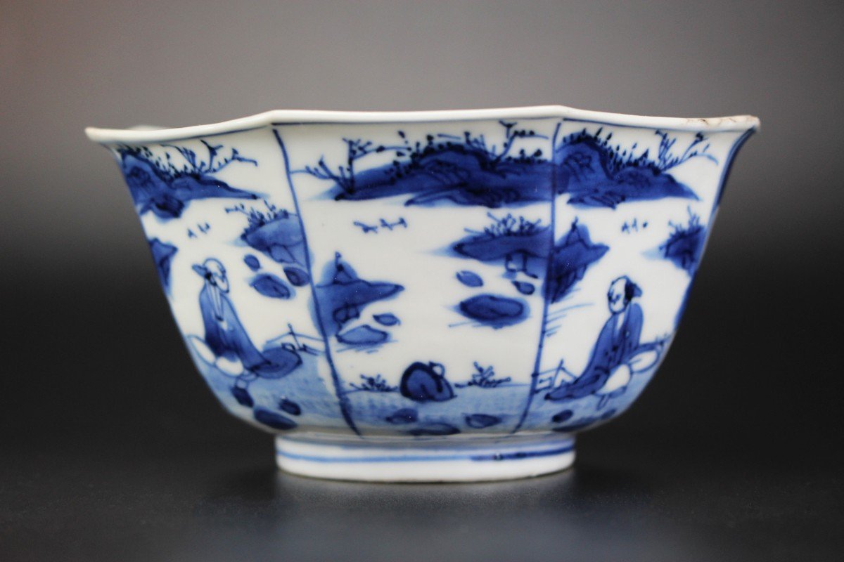 Chinese Porcelain Wanli Transitional Bowl Blue & White Ming Dynasty Tianqi Antique 16 / 17th C-photo-2