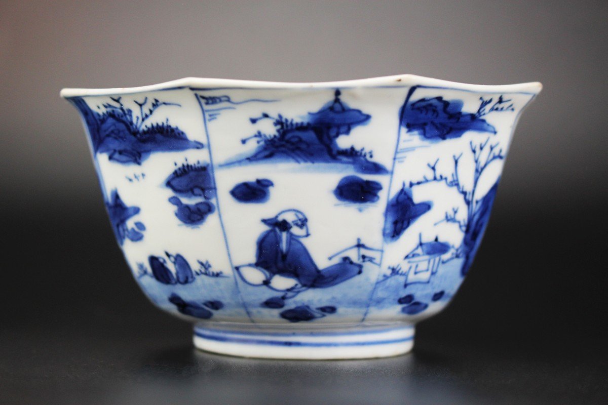 Chinese Porcelain Wanli Transitional Bowl Blue & White Ming Dynasty Tianqi Antique 16 / 17th C-photo-1
