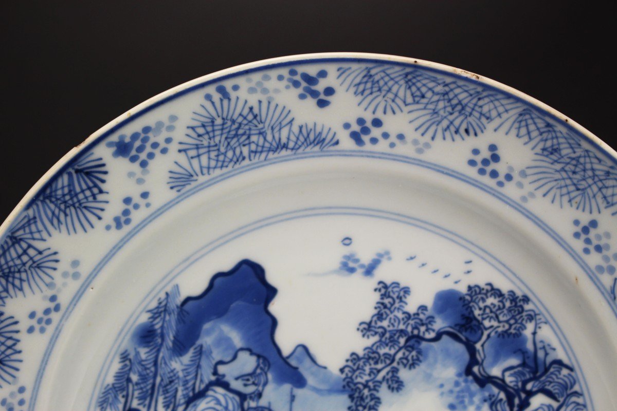 Chinese Porcelain Master Of The Rocks Dish Kangxi Blue And White Qing Dynasty Antique 17th C-photo-2