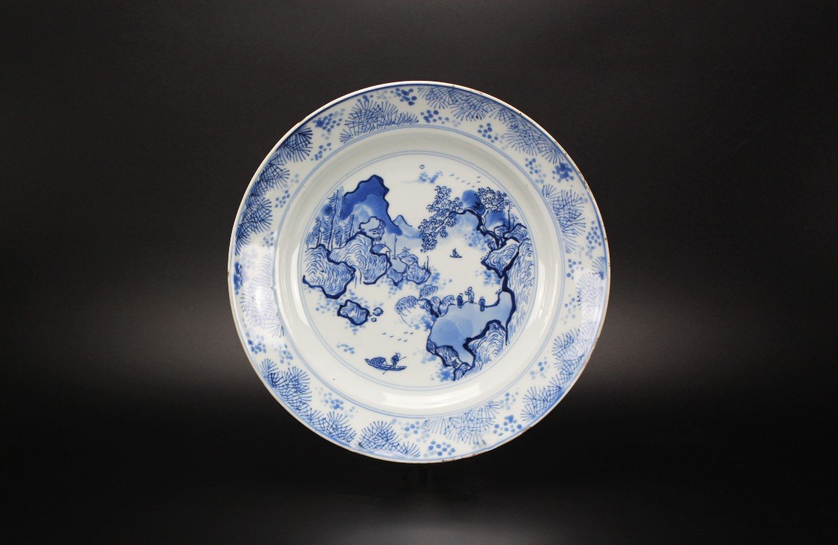 Chinese Porcelain Master Of The Rocks Dish Kangxi Blue And White Qing Dynasty Antique 17th C