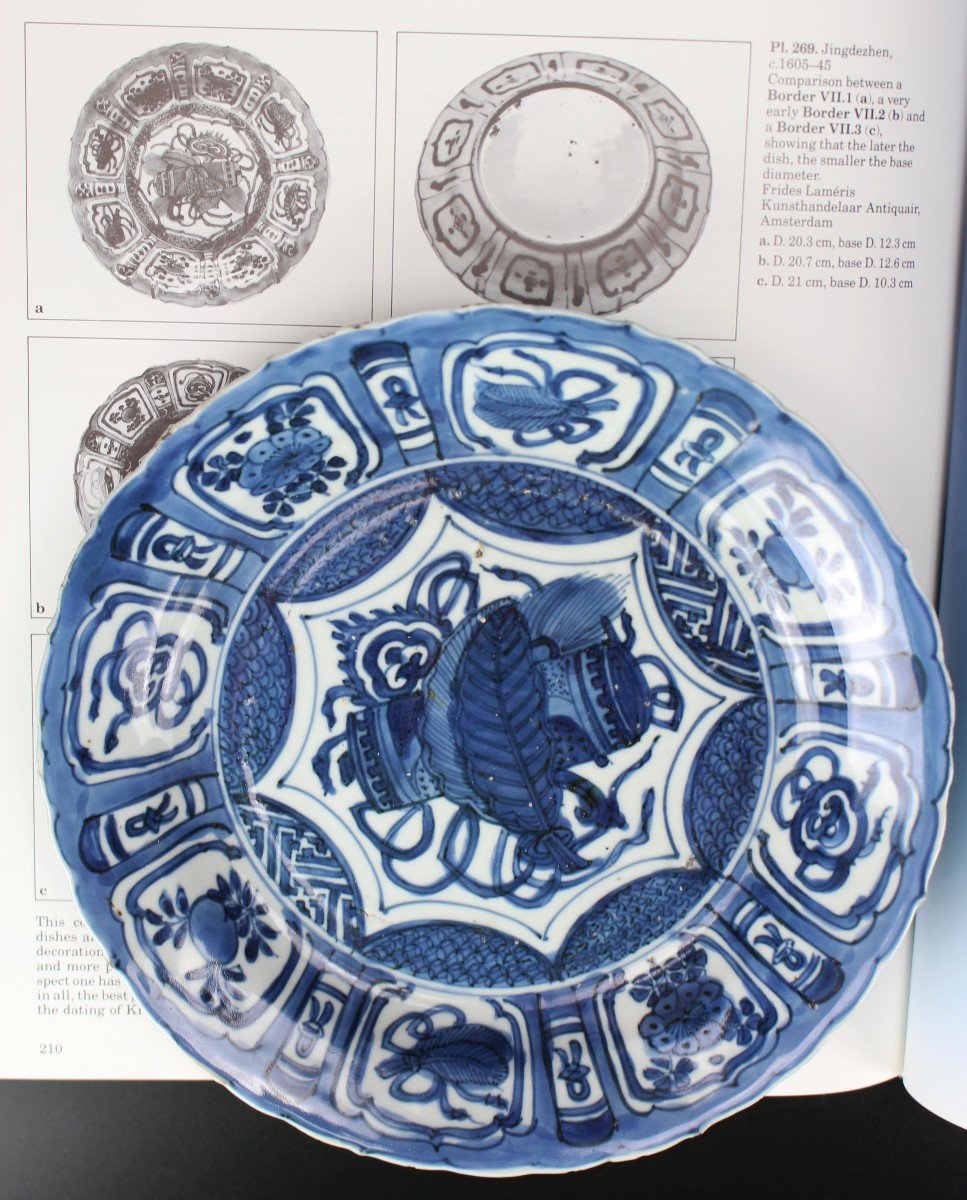 Assiette En Porcelaine Chinoise Wanli Kraak Bleu Et Blanc Dynastie Ming Antique 17ème Siècle-photo-7