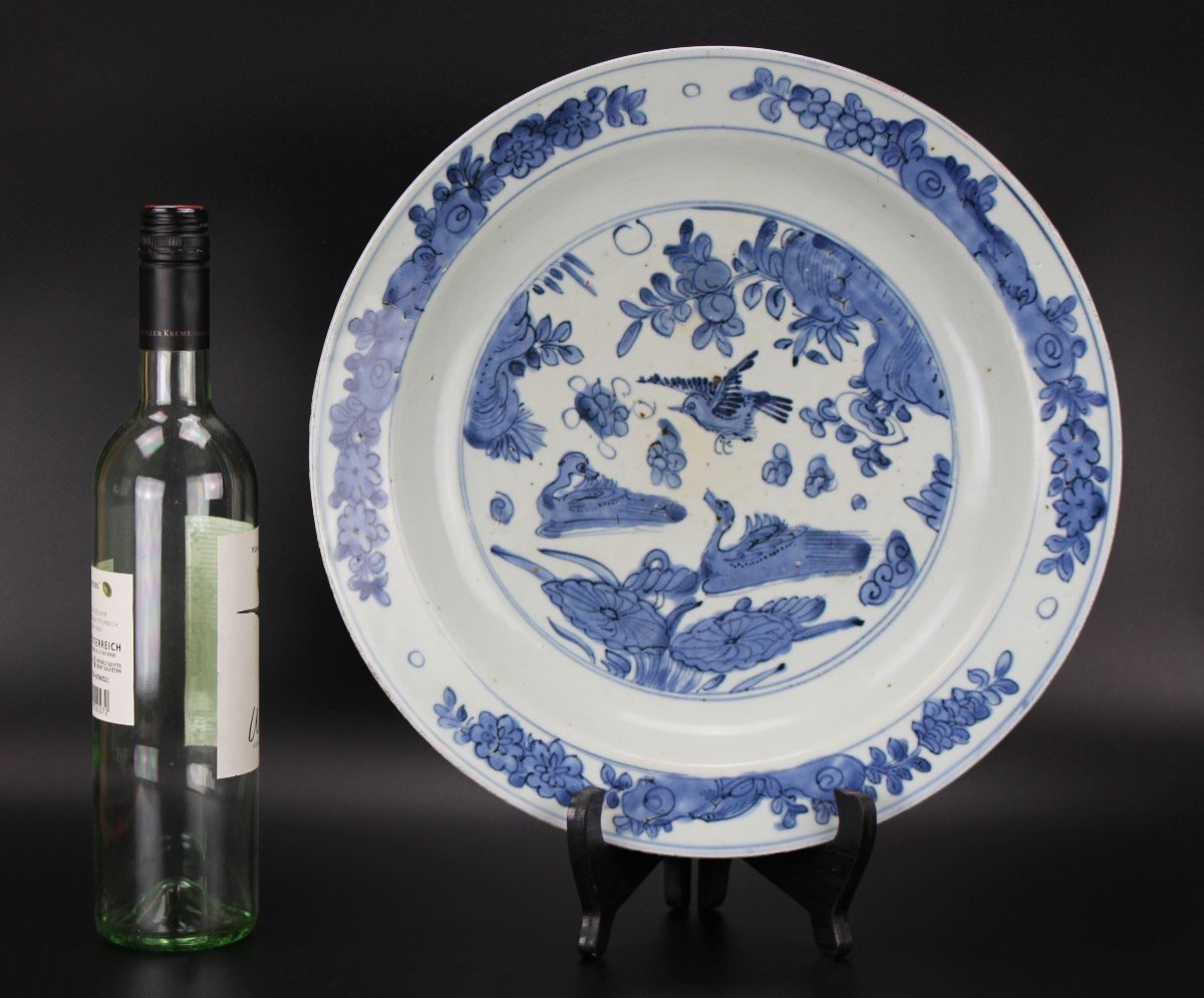 Chinese Porcelain Jiajing Large Plate 35 Cm Blue & White Ming Dynasty Antique 16th Century Dish-photo-2