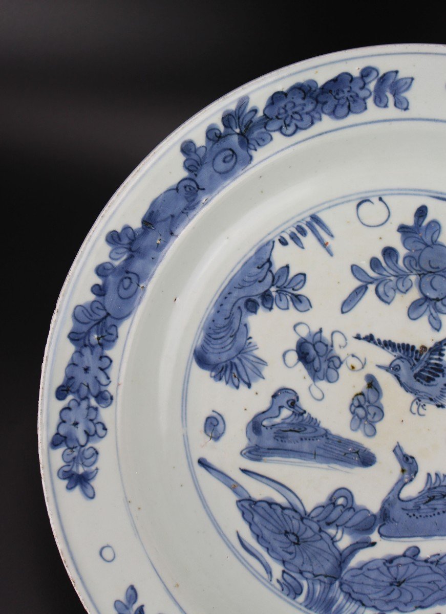 Chinese Porcelain Jiajing Large Plate 35 Cm Blue & White Ming Dynasty Antique 16th Century Dish-photo-4