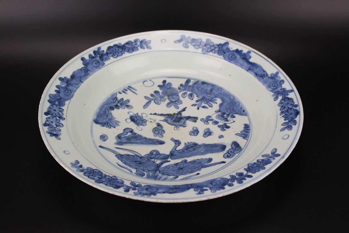 Chinese Porcelain Jiajing Large Plate 35 Cm Blue & White Ming Dynasty Antique 16th Century Dish-photo-1