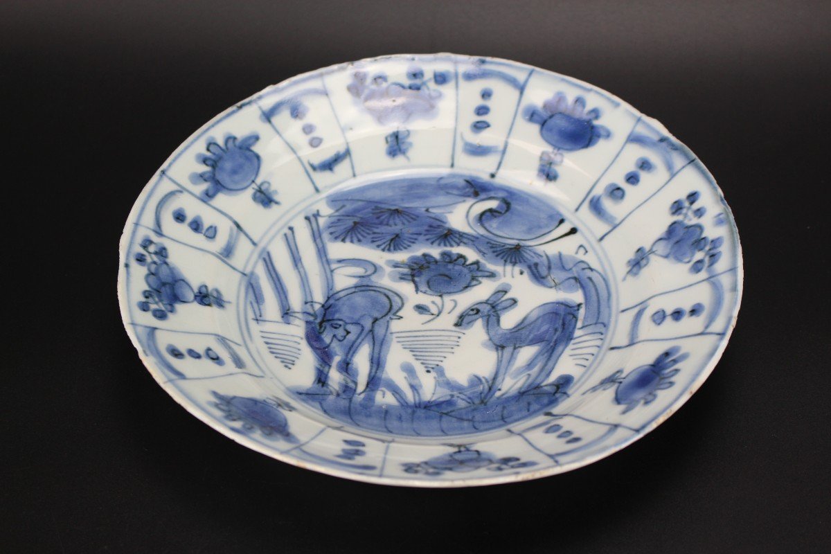 Chinese Porcelain Wanli Kraak Plates 2x Blue And White Ming Dynasty Antique 17th Century Export-photo-3