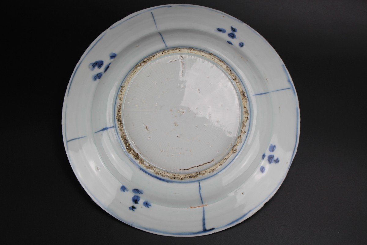 Assiettes En Porcelaine Chinoise Wanli Kraak Bleu Et Blanc Dynastie Ming Antique 17ème Siècle-photo-1