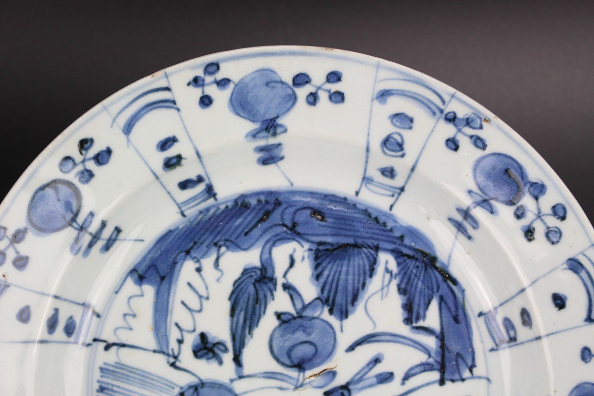 Chinese Porcelain Wanli Kraak Plates 2x Blue And White Ming Dynasty Antique 17th Century Export-photo-4