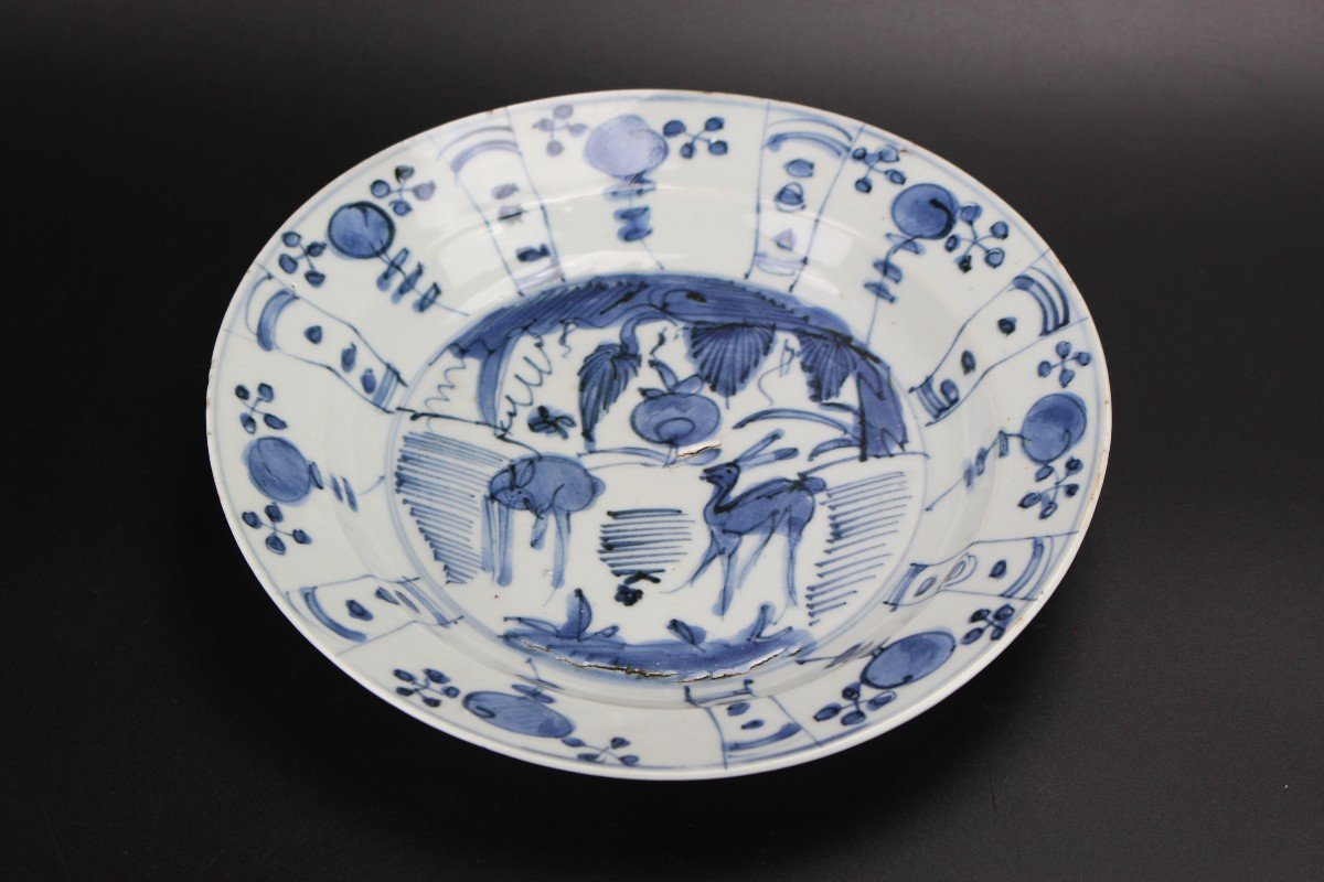 Assiettes En Porcelaine Chinoise Wanli Kraak Bleu Et Blanc Dynastie Ming Antique 17ème Siècle-photo-6