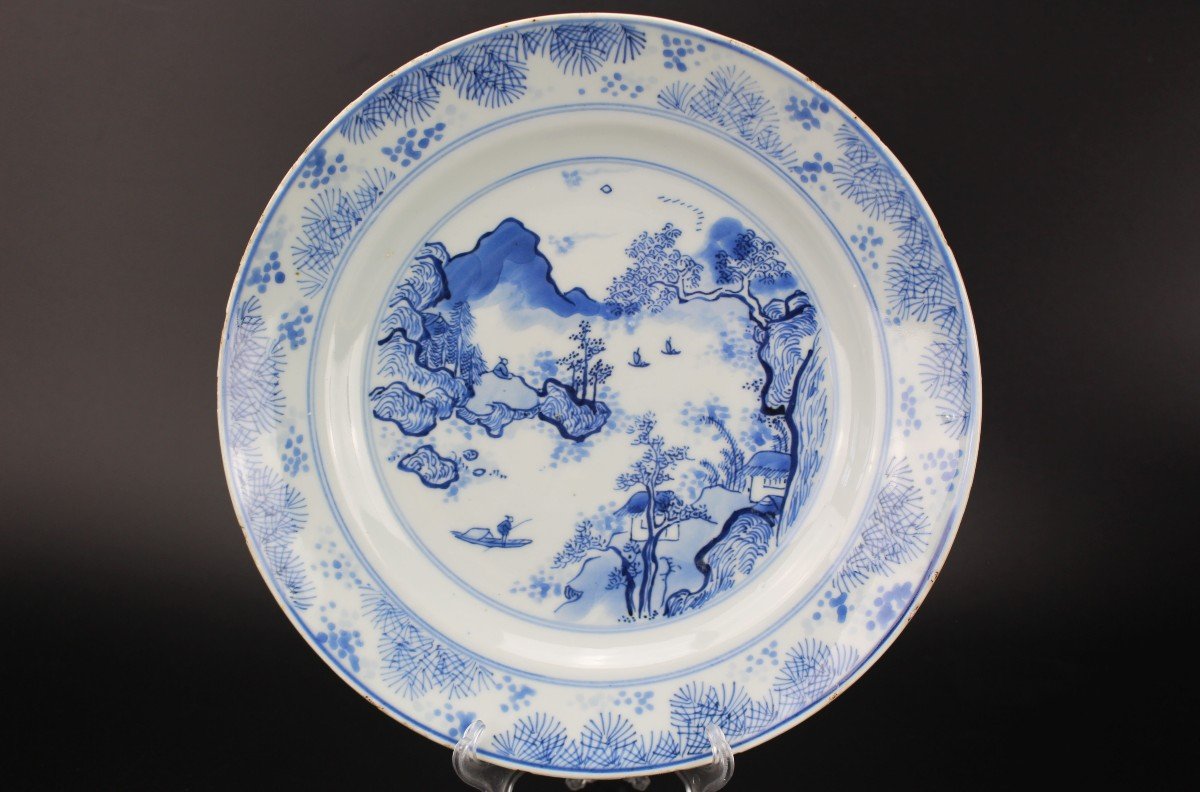 Chinese Porcelain Master Of The Rocks Dish Kangxi Blue And White Qing Dynasty Antique 17th C.-photo-2