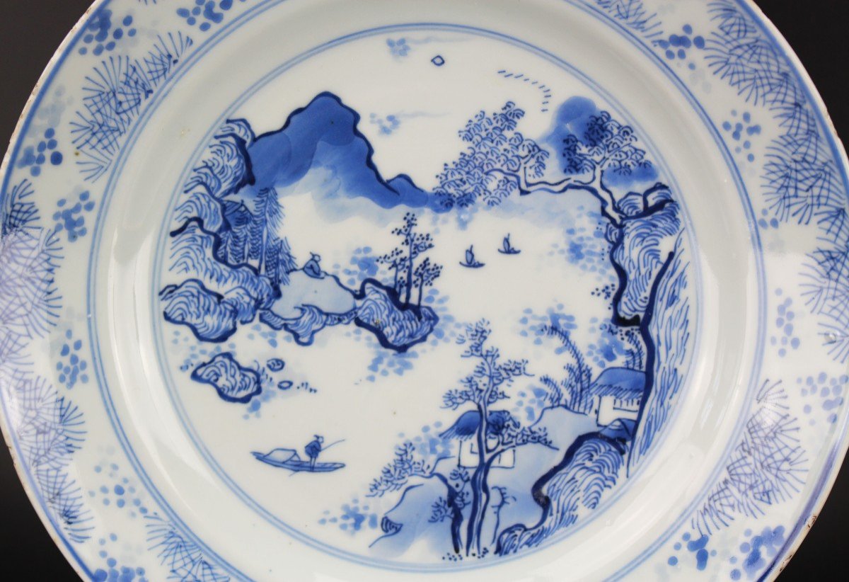 Chinese Porcelain Master Of The Rocks Dish Kangxi Blue And White Qing Dynasty Antique 17th C.-photo-3