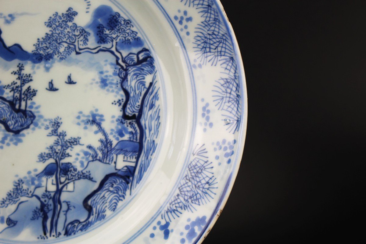 Chinese Porcelain Master Of The Rocks Dish Kangxi Blue And White Qing Dynasty Antique 17th C.-photo-1