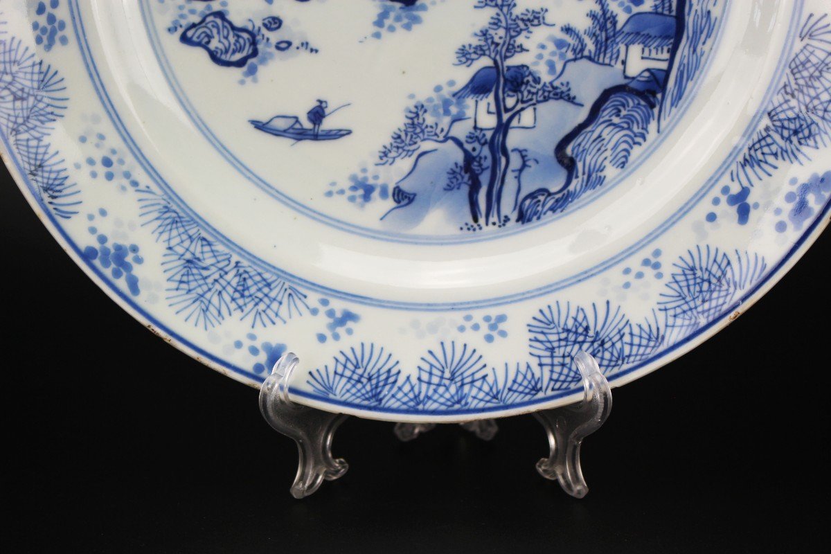 Chinese Porcelain Master Of The Rocks Dish Kangxi Blue And White Qing Dynasty Antique 17th C.-photo-2