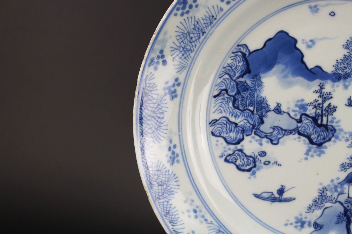 Chinese Porcelain Master Of The Rocks Dish Kangxi Blue And White Qing Dynasty Antique 17th C.-photo-3