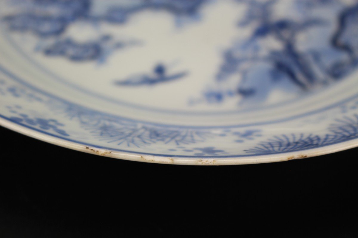 Chinese Porcelain Master Of The Rocks Dish Kangxi Blue And White Qing Dynasty Antique 17th C.-photo-5