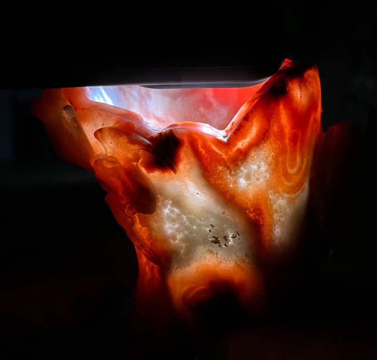 Chinese Carnelian Agate Vase Brush Washer Qing Dynasty Antique Chinese Hardstone Carving 18th C-photo-4