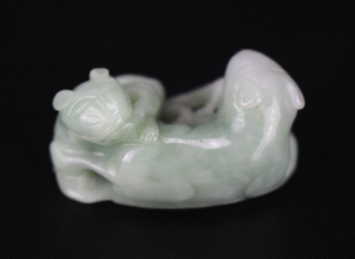 Pendentif En Jade Chinois Dynastie Qing 19ème Siècle / 20ème Siècle Jadéite Sculptant Des Rats -photo-4