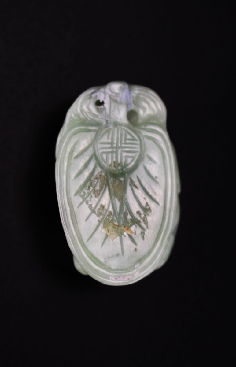 Pendentif En Jade Chinois Dynastie Qing 19ème Siècle / 20ème Siècle Jadéite Sculptant Des Rats -photo-7