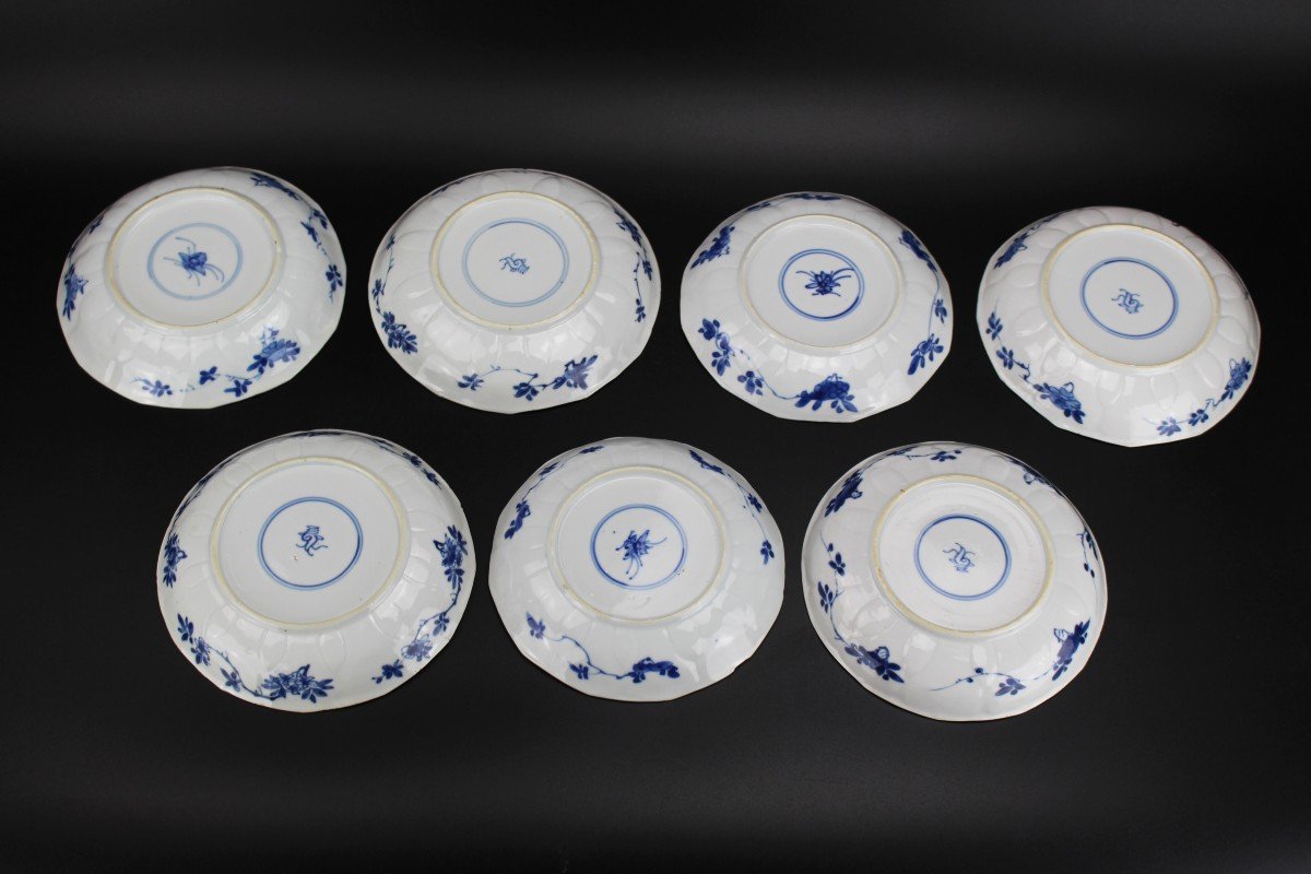 Tasses Et Soucoupes En Porcelaine Chinoise Kangxi Bleu Et Blanc Dynastie Qing Du XVIIIe Siècle -photo-3