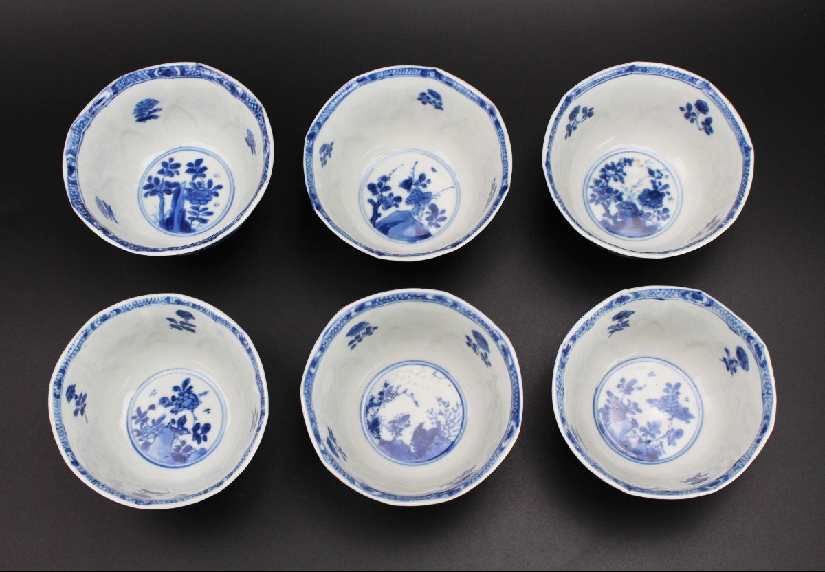 Tasses Et Soucoupes En Porcelaine Chinoise Kangxi Bleu Et Blanc Dynastie Qing Du XVIIIe Siècle -photo-5