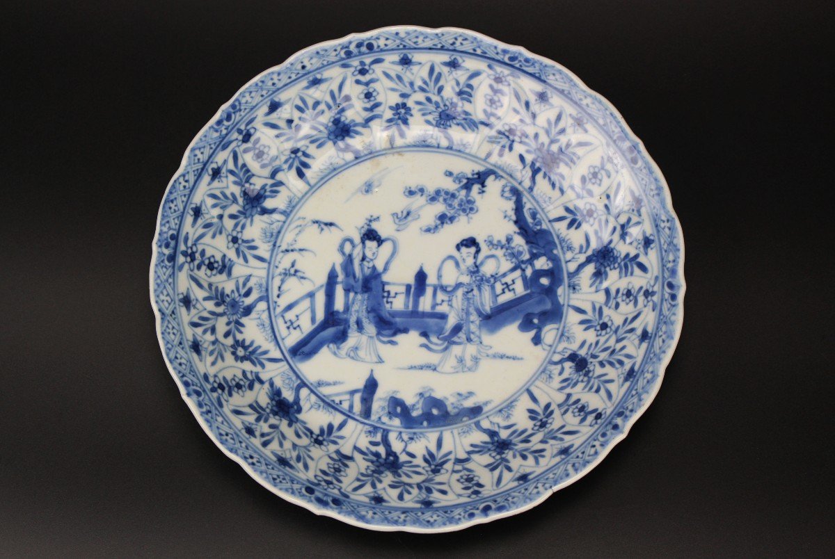 Five Chinese Porcelain Kangxi Plates Blue And White Qing Dynasty Antique 18th Century Dishes-photo-2