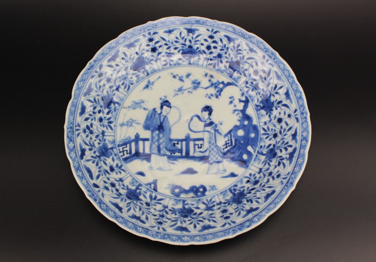 Five Chinese Porcelain Kangxi Plates Blue And White Qing Dynasty Antique 18th Century Dishes-photo-3