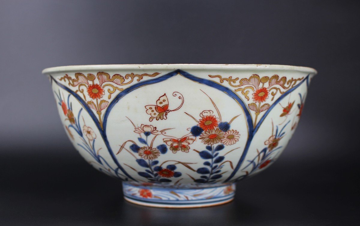 Japanese Porcelain Edo Period Large Bowl Antique Early 18th Century Imari Vessel Edo 1603-1868-photo-2