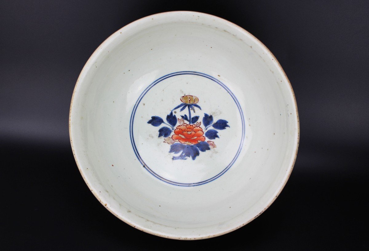 Japanese Porcelain Edo Period Large Bowl Antique Early 18th Century Imari Vessel Edo 1603-1868-photo-3