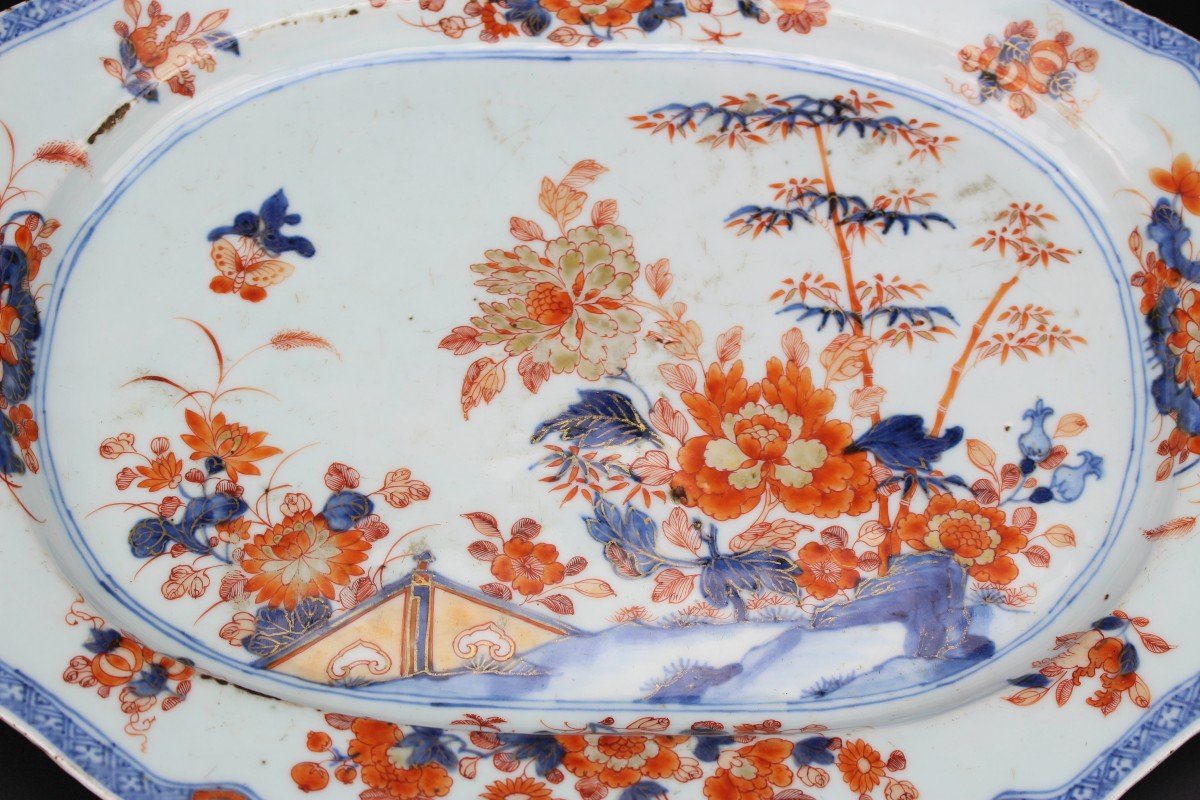 Chinese Porcelain Kangxi Imari Plate Antique Qing Dynasty 18th Century Chinese Export Platter-photo-2