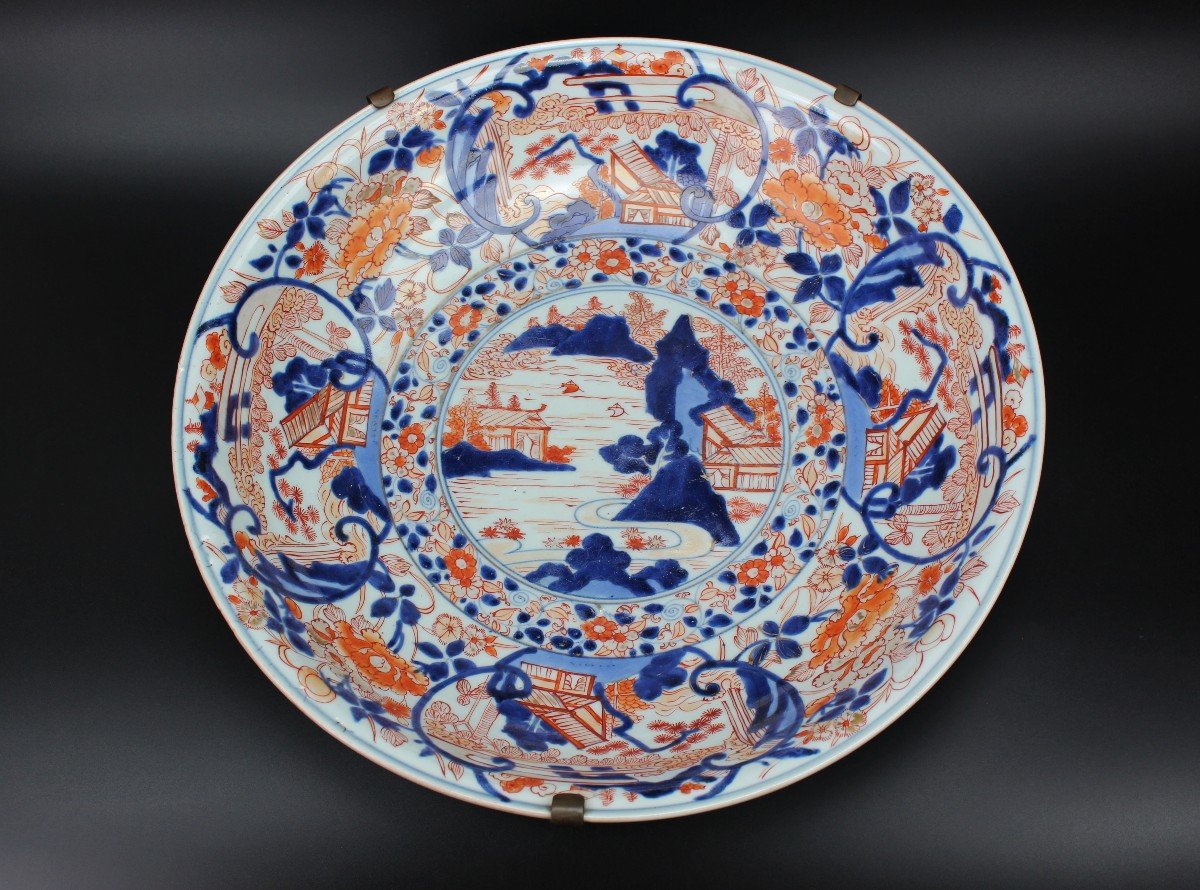 Grande Assiette En Porcelaine Japonaise De La Période Edo 40 Cm, Ancienne, Début XVIIIe Siècle,-photo-2