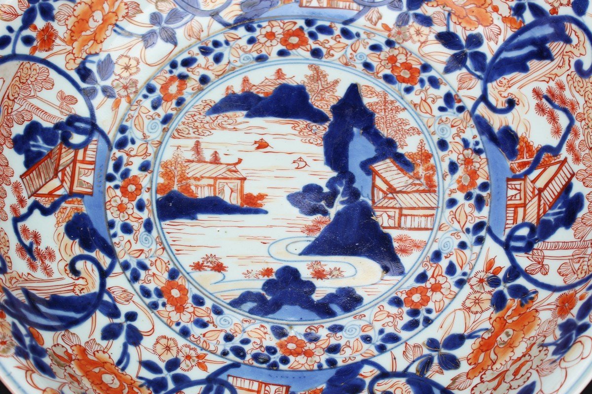 Grande Assiette En Porcelaine Japonaise De La Période Edo 40 Cm, Ancienne, Début XVIIIe Siècle,-photo-4