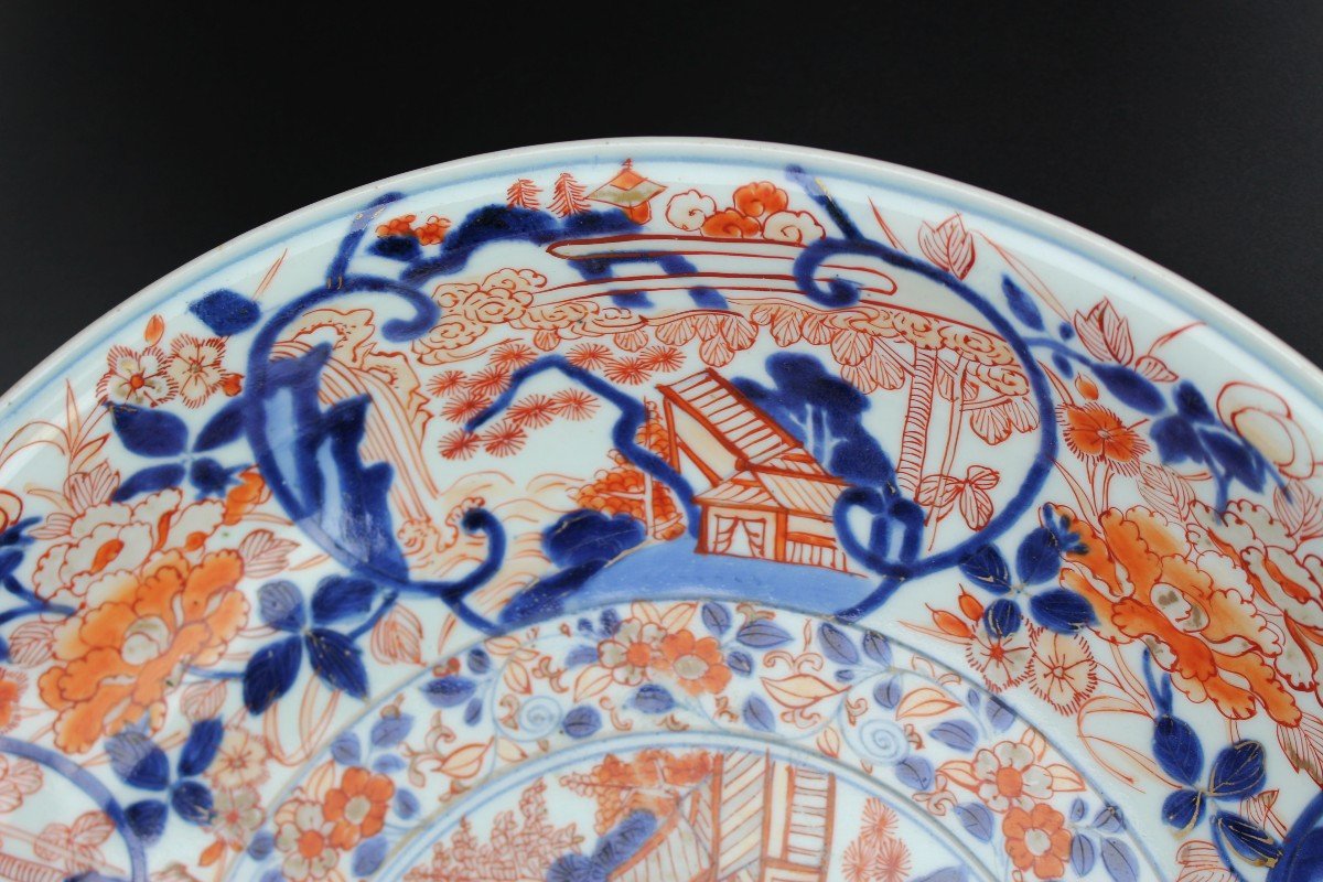 Grande Assiette En Porcelaine Japonaise De La Période Edo 40 Cm, Ancienne, Début XVIIIe Siècle,-photo-2