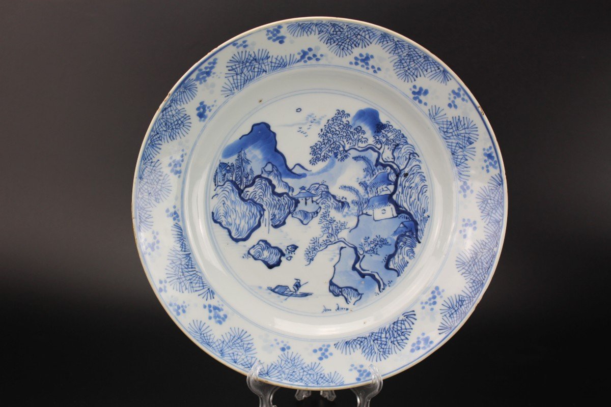 Chinese Porcelain Master Of The Rocks Dish Kangxi Blue And White Qing Dynasty Antique 17th C.-photo-2