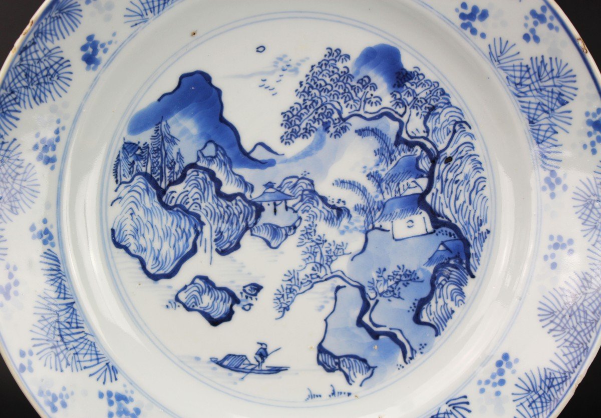 Chinese Porcelain Master Of The Rocks Dish Kangxi Blue And White Qing Dynasty Antique 17th C.-photo-3