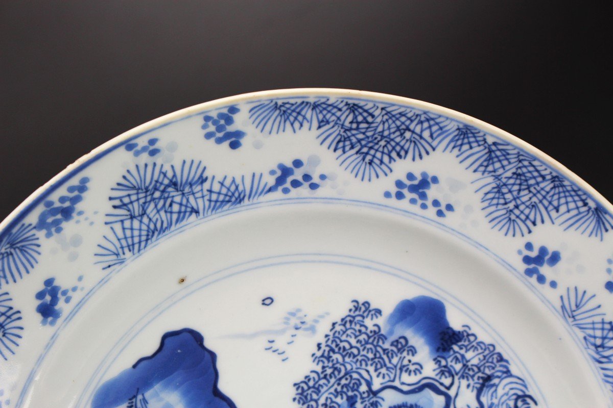 Chinese Porcelain Master Of The Rocks Dish Kangxi Blue And White Qing Dynasty Antique 17th C.-photo-4