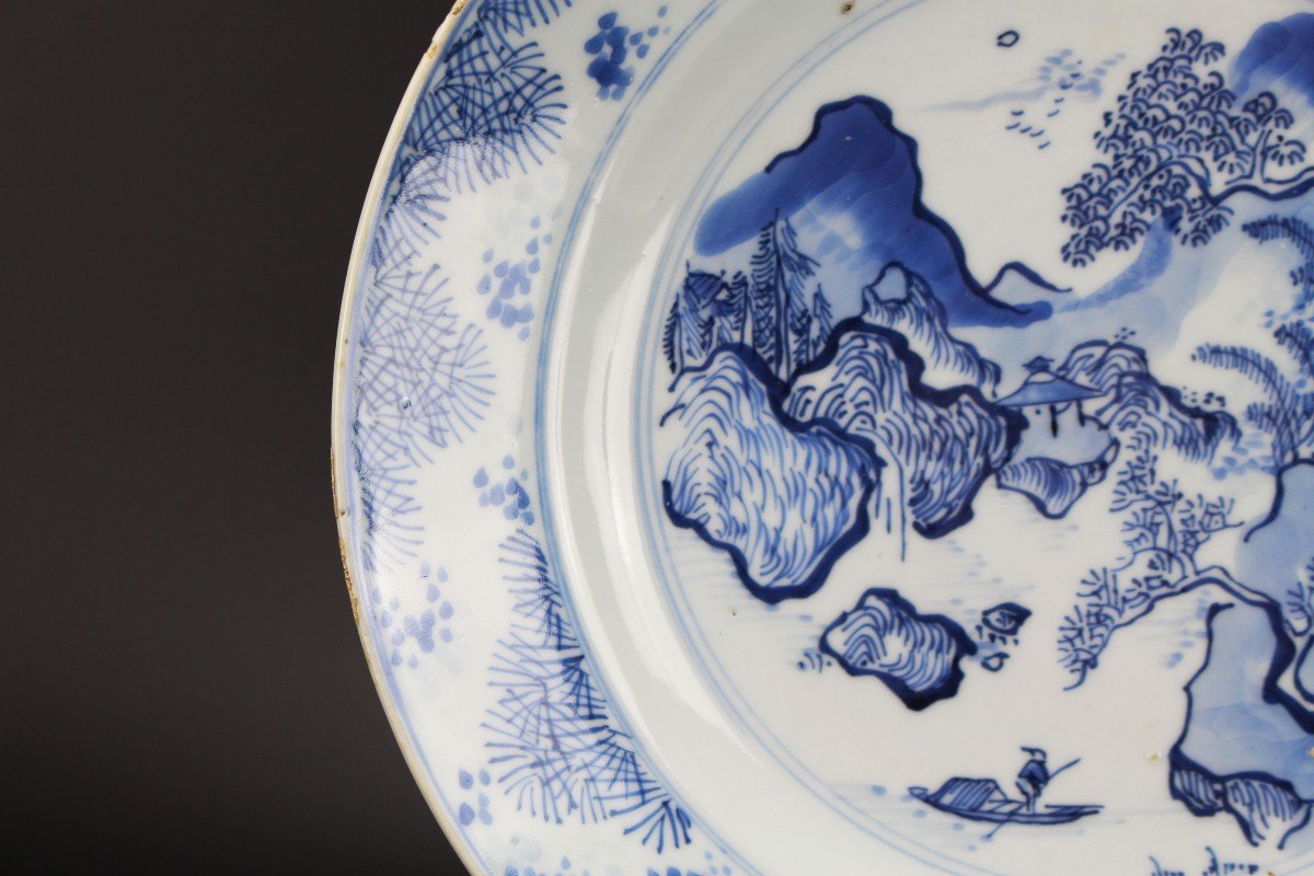 Chinese Porcelain Master Of The Rocks Dish Kangxi Blue And White Qing Dynasty Antique 17th C.-photo-2