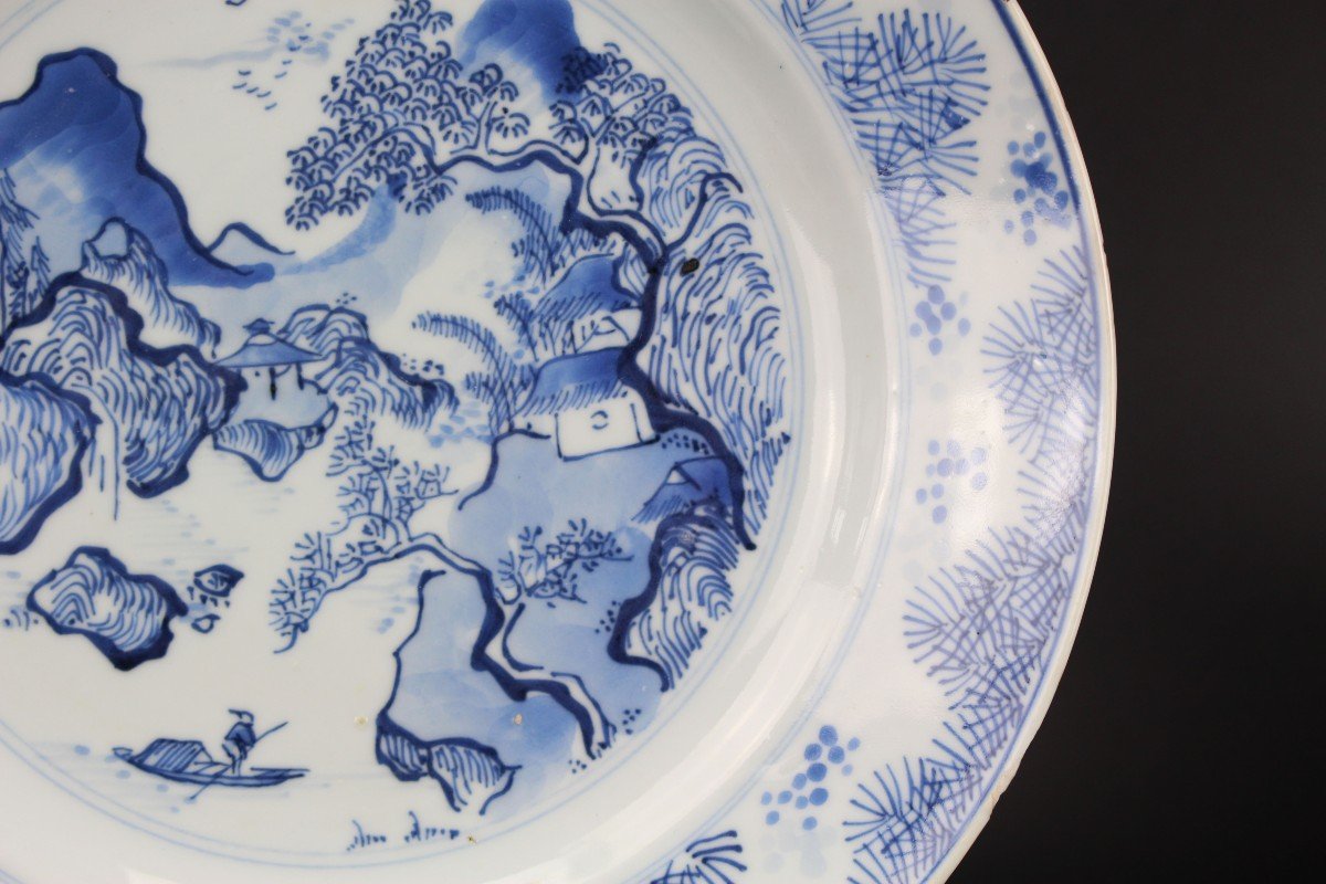 Chinese Porcelain Master Of The Rocks Dish Kangxi Blue And White Qing Dynasty Antique 17th C.-photo-3