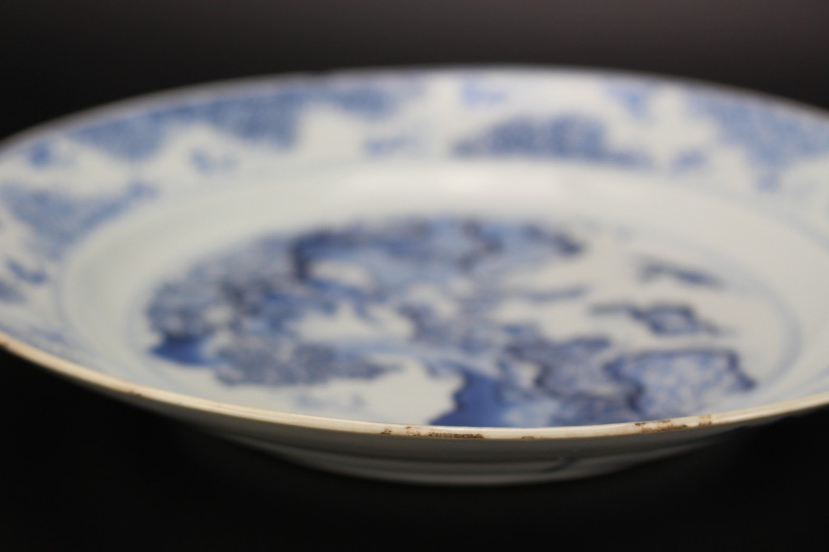 Chinese Porcelain Master Of The Rocks Dish Kangxi Blue And White Qing Dynasty Antique 17th C.-photo-6