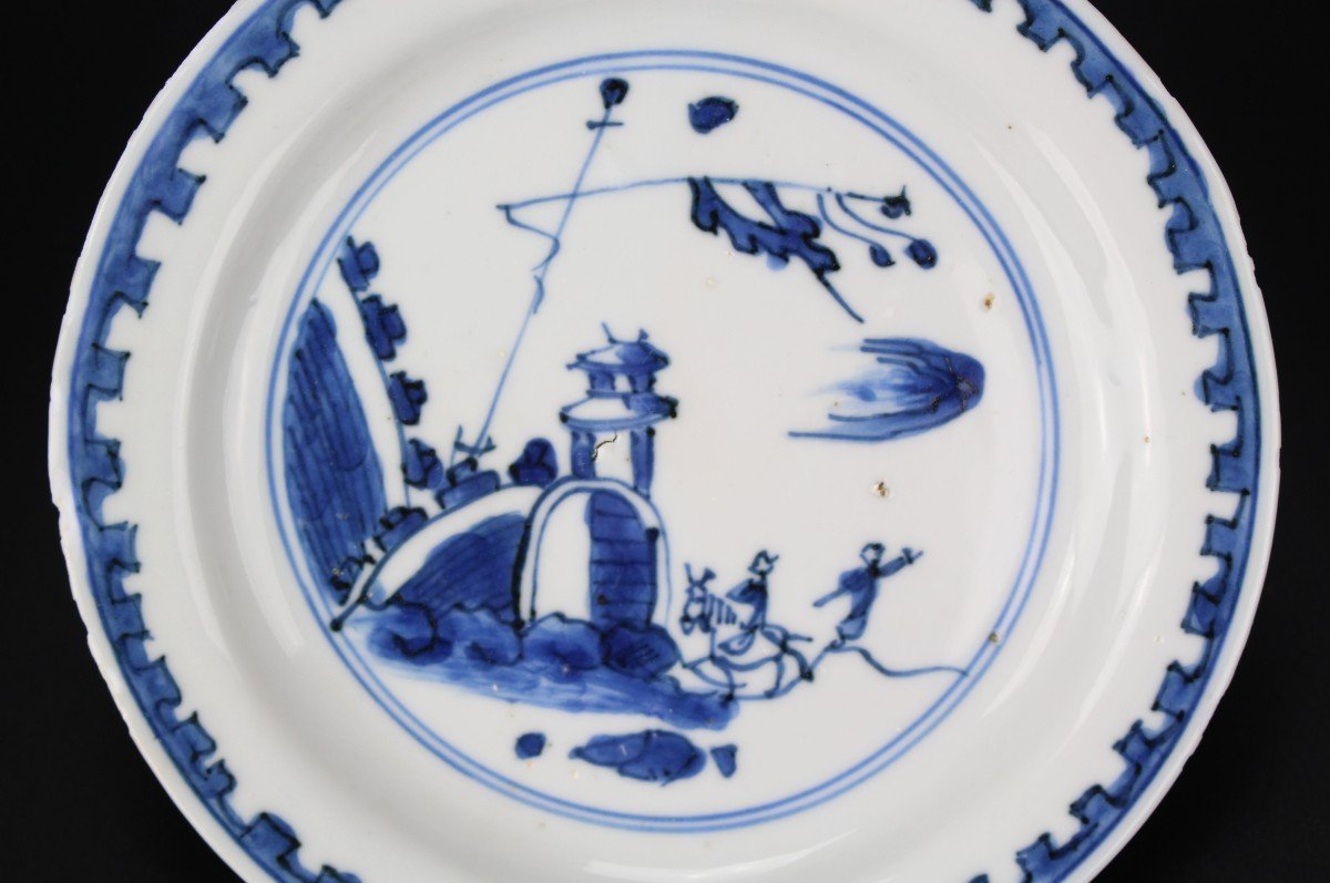 Plat En Porcelaine Chinoise Tianqi Ko Sometsuke Bleu Et Blanc Dynastie Ming Assiette Antique-photo-4