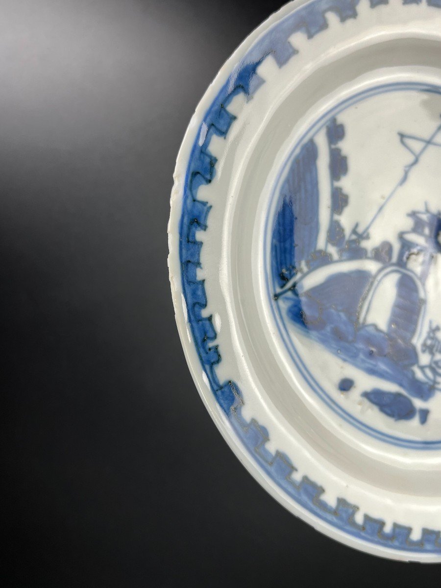 Plat En Porcelaine Chinoise Tianqi Ko Sometsuke Bleu Et Blanc Dynastie Ming Assiette Antique-photo-4