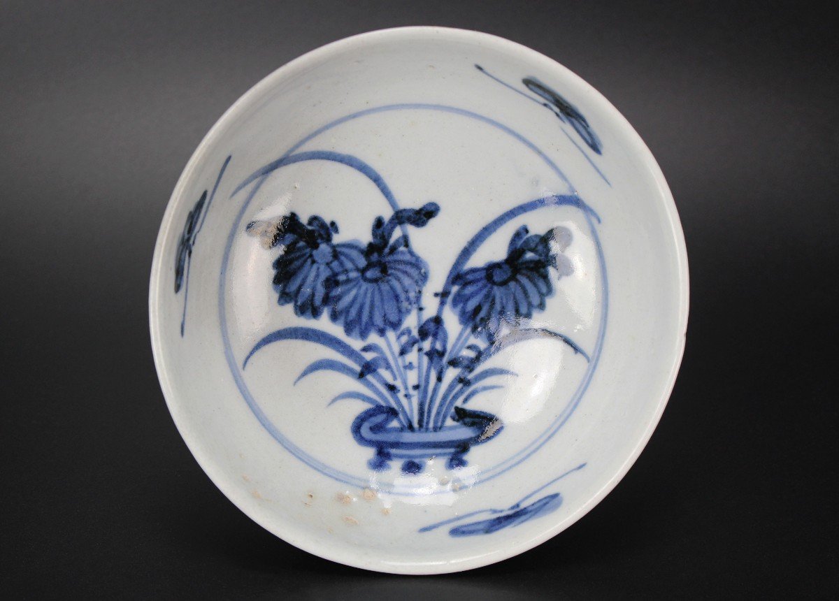 Plat En Porcelaine Japonaise Bleu Et Blanc Shoki Imari Période Edo Antique XVIIe Siècle -photo-2