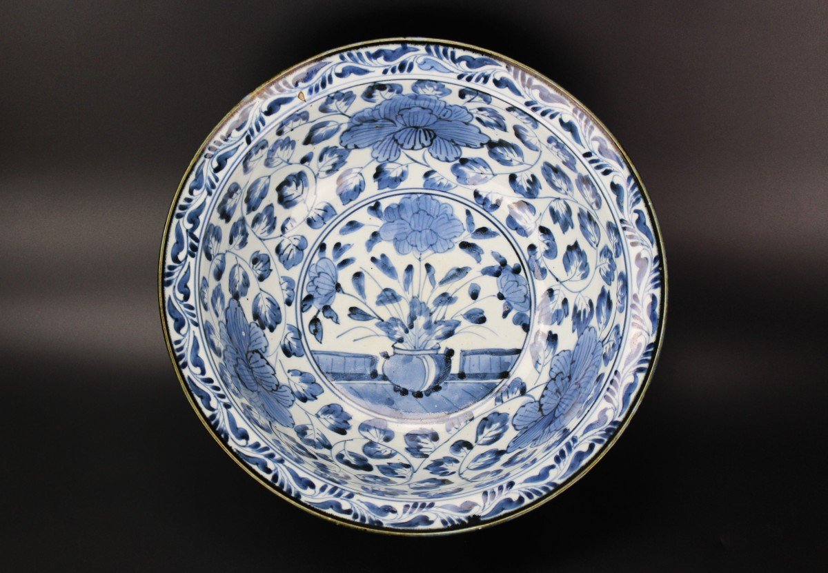 Bol En Porcelaine Japonaise Bleu Et Blanc De La Période Edo 1603-1868 Antique Du  XVIIe Siècle-photo-2