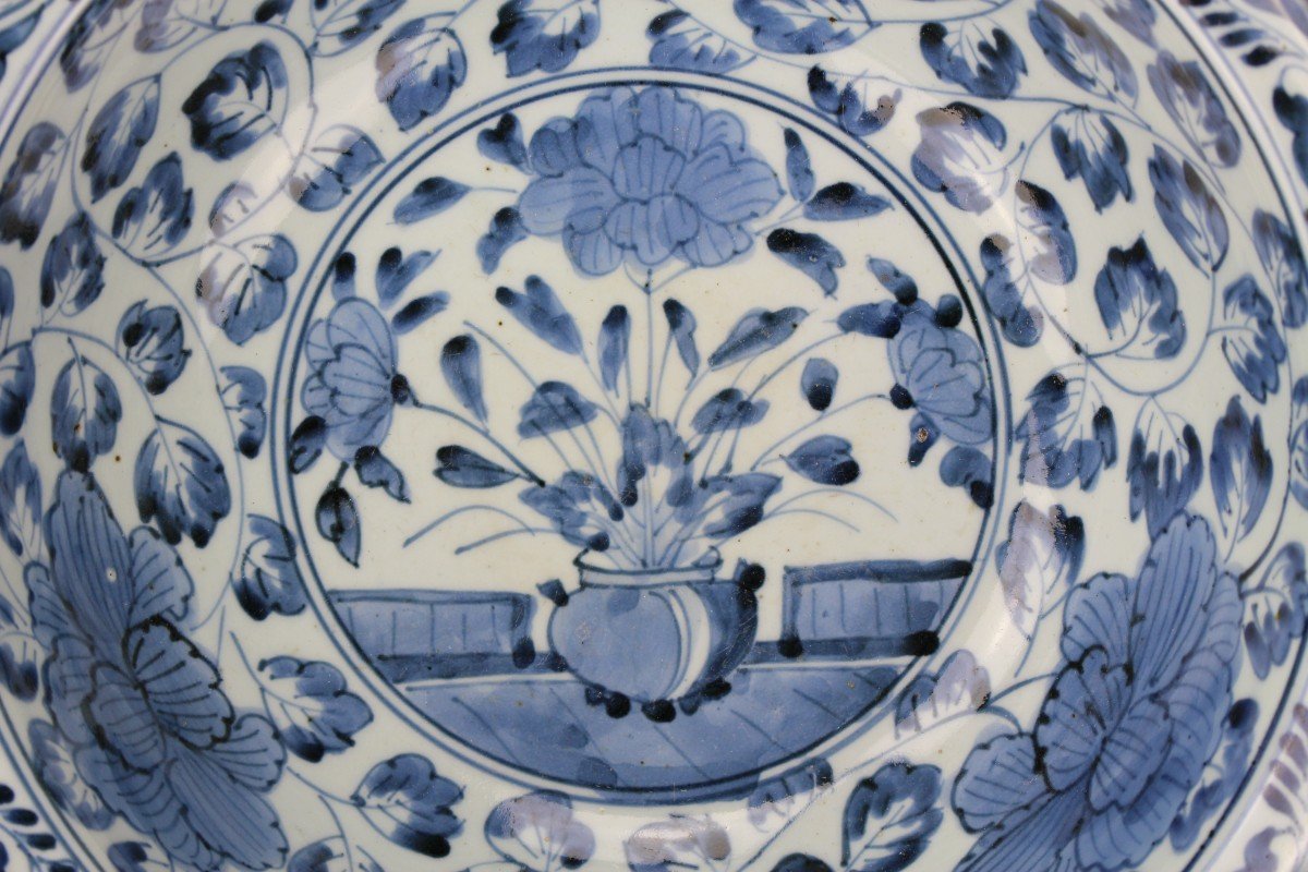 Bol En Porcelaine Japonaise Bleu Et Blanc De La Période Edo 1603-1868 Antique Du  XVIIe Siècle-photo-3